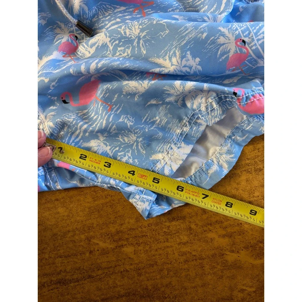 Kiwi Saint-Tropez Mens Flamingo Palm‎ Tree Swim Trunks Blue Tropical Shorts 44 M